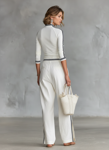 Set with Wide-Leg Trousers & Drawstring