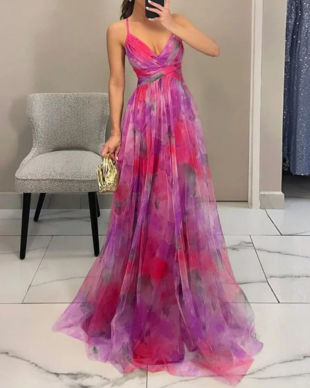Delacroix | Elegant Flowy Floral Maxi Dress