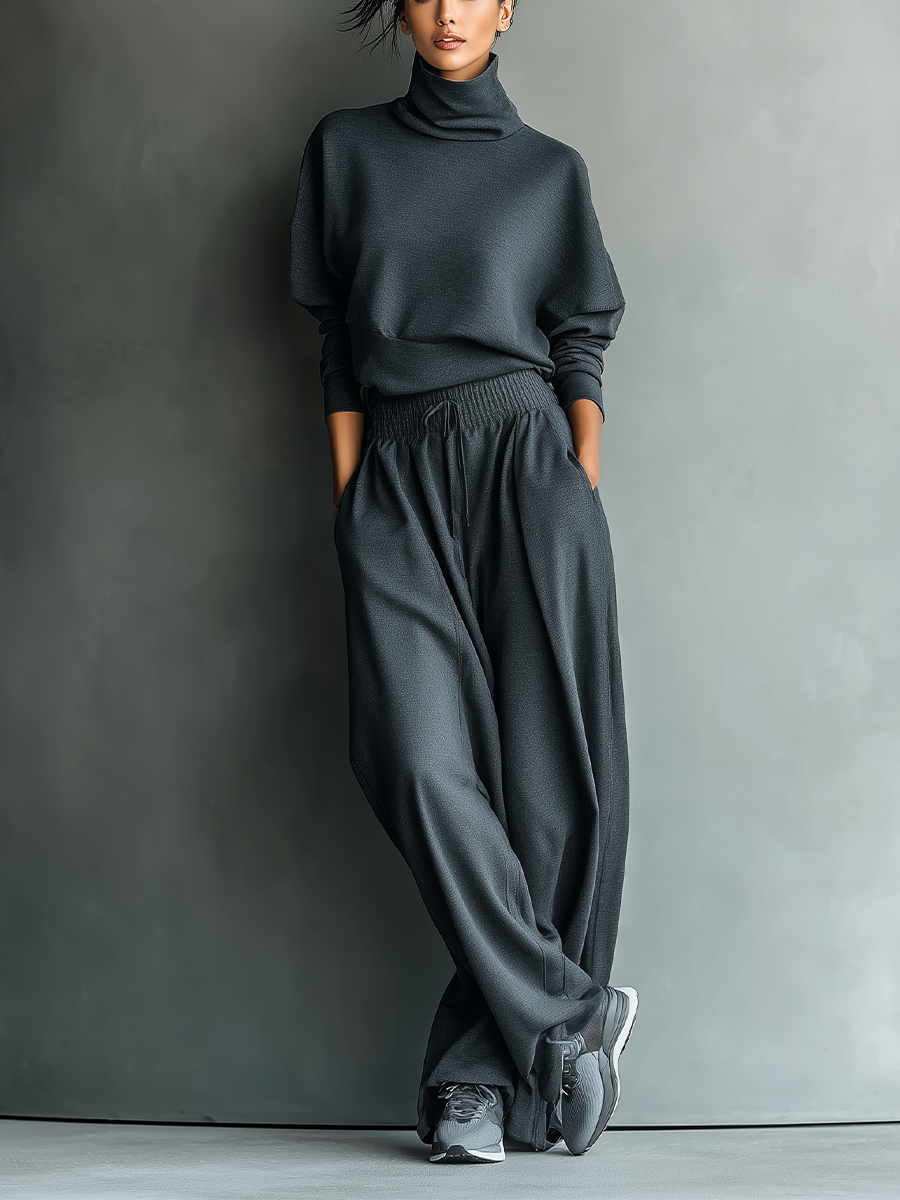 Knitted Wide-Leg Trouser Set