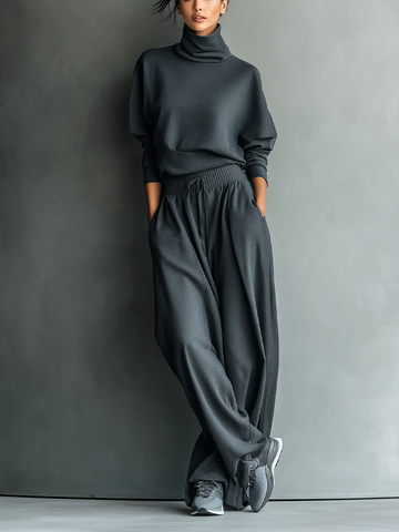 Knitted Wide-Leg Trouser Set