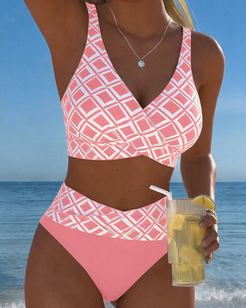 CAMILLE | MAILLOT DE BAIN DEUX PIÈCES STYLE SOUTIEN-GORGE À MOTIF DIAMANT