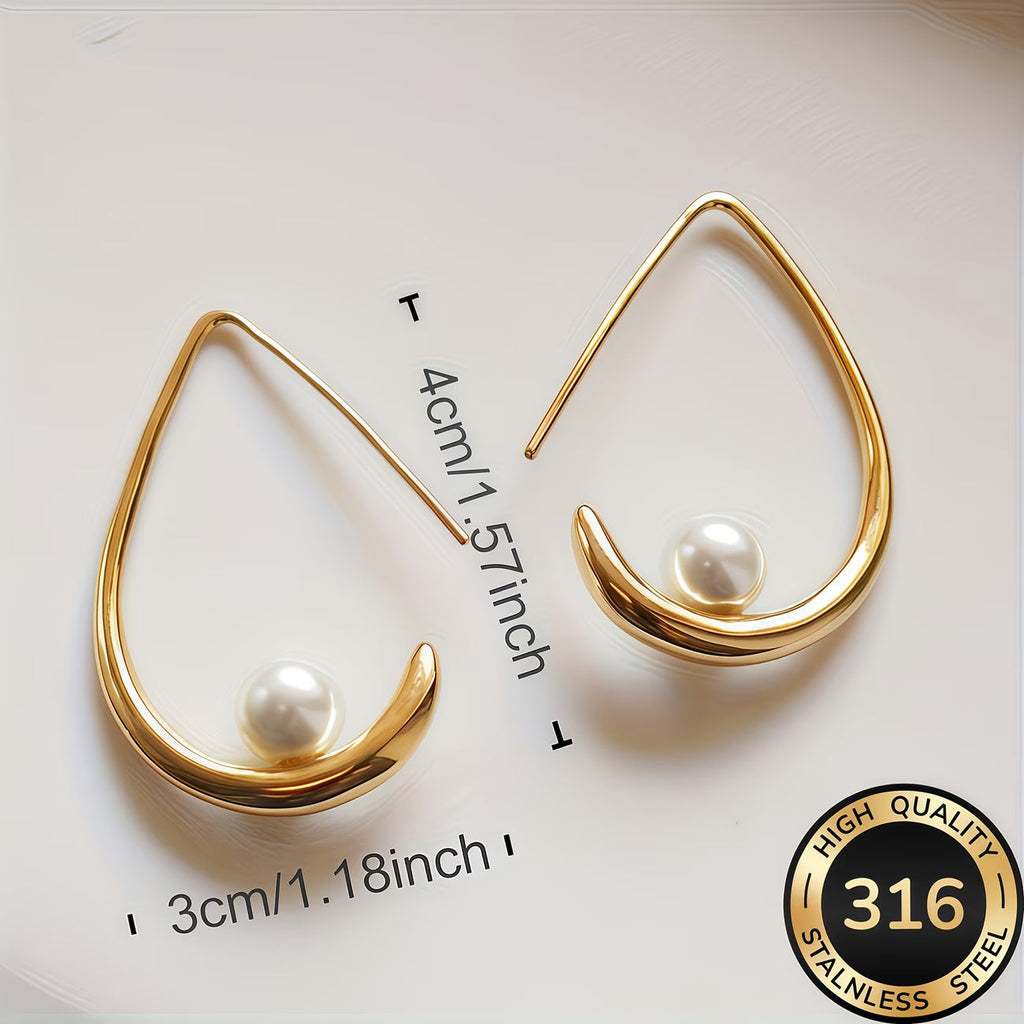 Crescent | Elegant Pearl Hoop Earrings