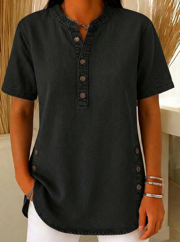 Myra | Breathable Denim-Feel Blouse