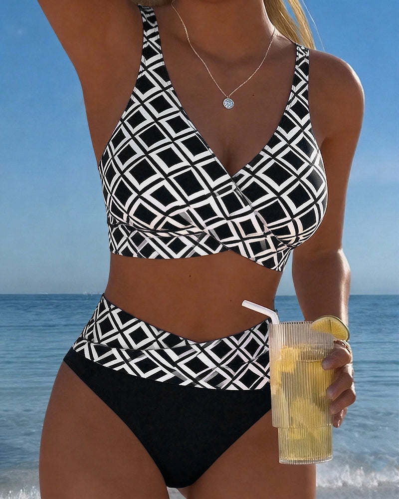 CAMILLE | MAILLOT DE BAIN DEUX PIÈCES STYLE SOUTIEN-GORGE À MOTIF DIAMANT