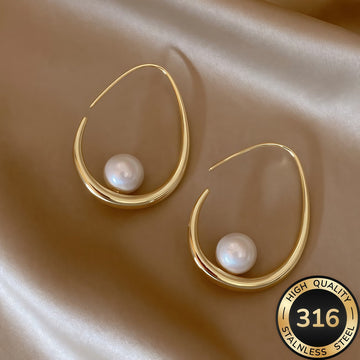 Crescent | Elegant Pearl Hoop Earrings