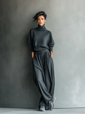 Knitted Wide-Leg Trouser Set