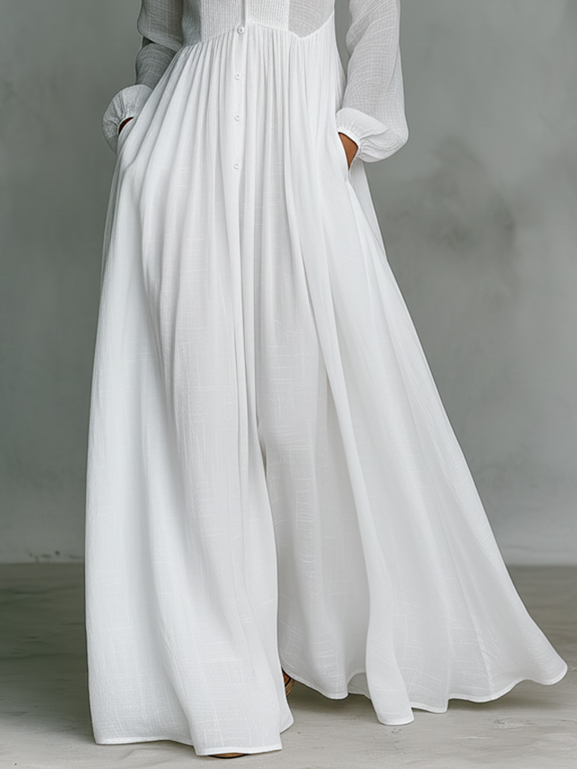 Patchwork Flowy Collar Maxi Dress