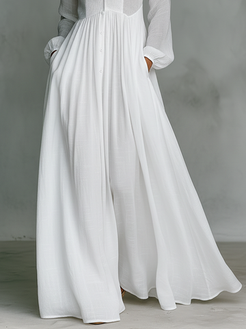 Patchwork Flowy Collar Maxi Dress