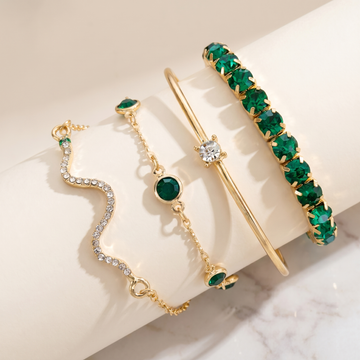 Green Gemstone Bracelet Set