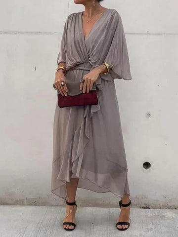 Elizabeth | Chic Soft V-Neck Silk Dress
