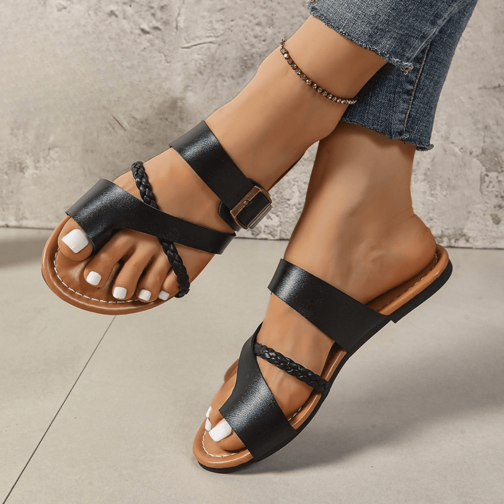 Clip-Toe Leather Sandals