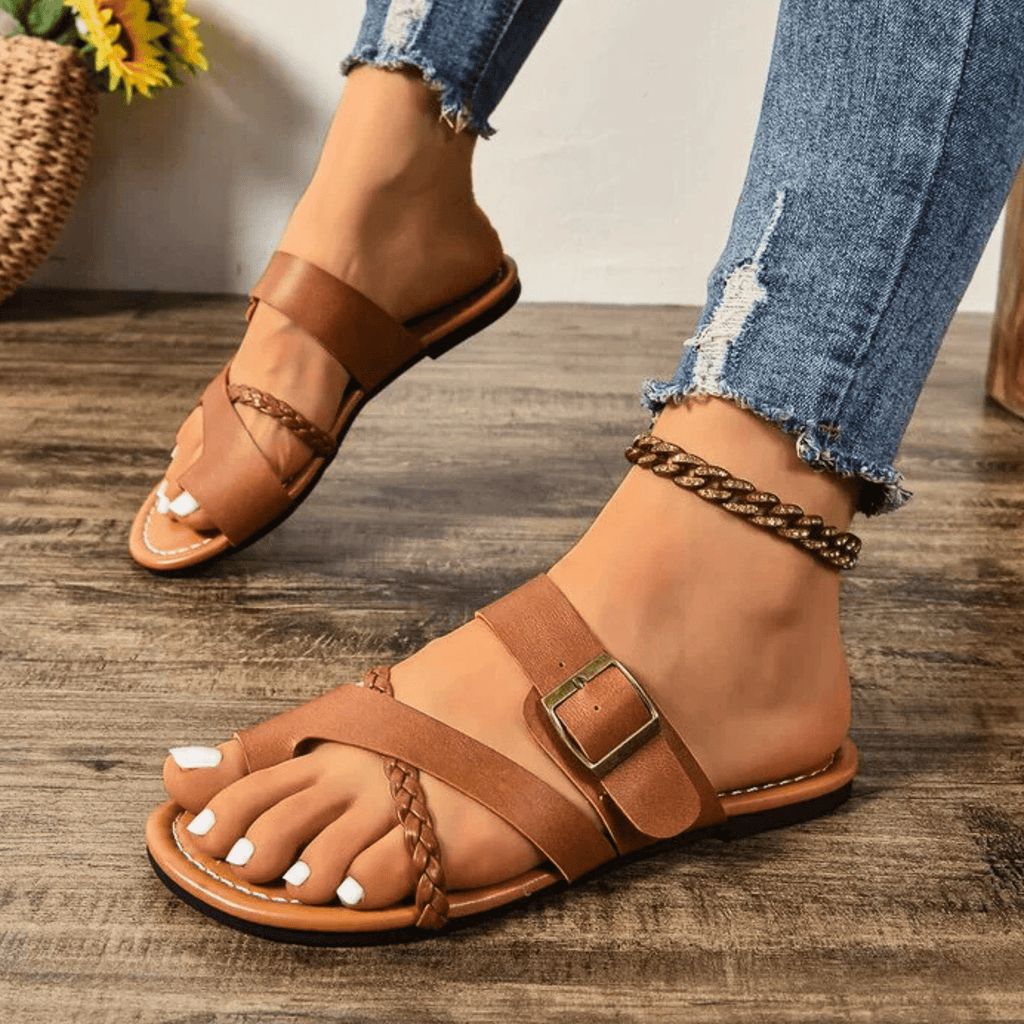 Clip-Toe Leather Sandals