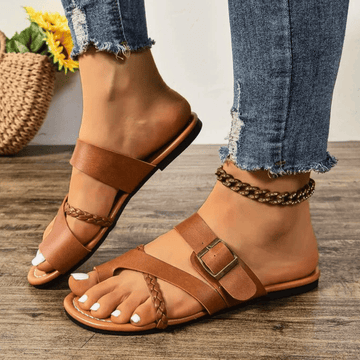 Clip-Toe Leather Sandals