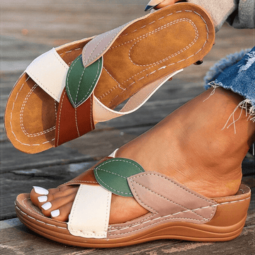 Retro Leather Wedge Sandals