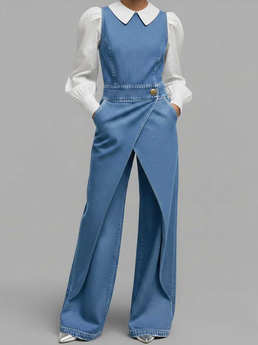 Sam | Relaxed Denim Wide-Leg Jumpsuit