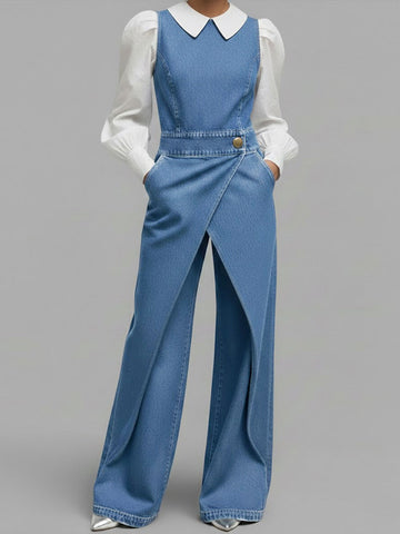 Sam | Relaxed Denim Wide-Leg Jumpsuit