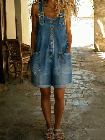 Kim | Relaxed Denim-Feel Jumpsuit