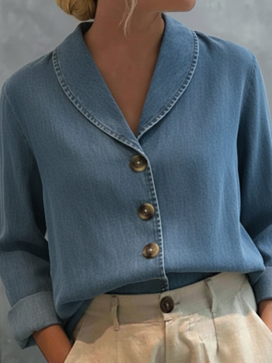 Suze | Relaxed Denim-Feel Shirt