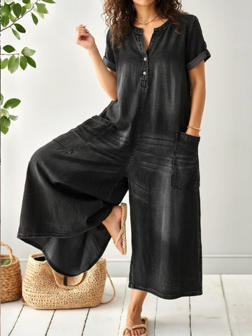 Cat | Lightweight Denim-Feel Jumpsuit