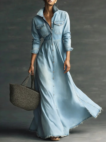 Aurora | Relaxed Denim-Feel Midi Dress