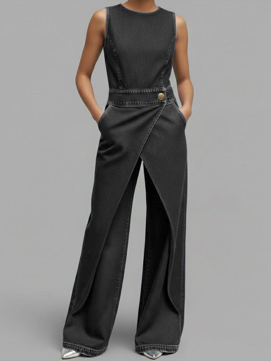 Sam | Relaxed Denim Wide-Leg Jumpsuit