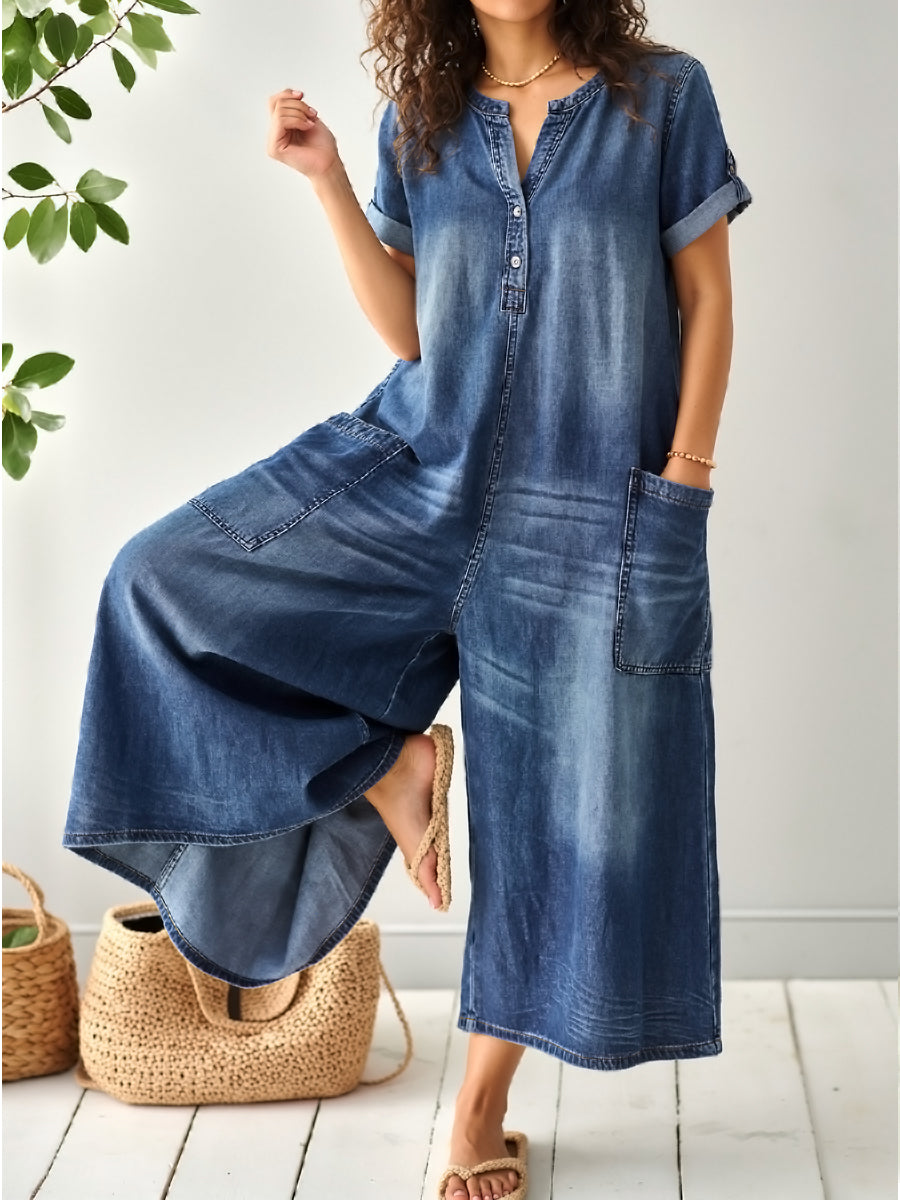 Cat | Lightweight Denim-Feel Jumpsuit