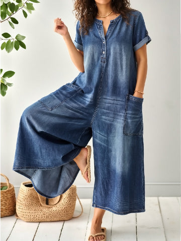 Cat | Lightweight Denim-Feel Jumpsuit