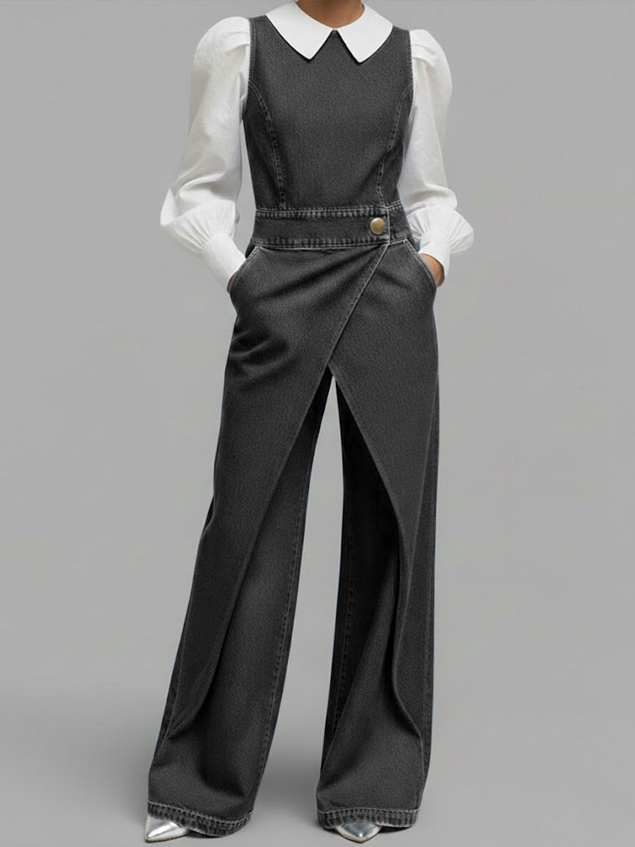 Sam | Relaxed Denim Wide-Leg Jumpsuit
