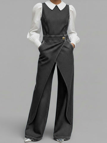 Sam | Relaxed Denim Wide-Leg Jumpsuit