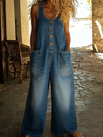 Benitte | Relaxed Denim-Feel Jumpsuit