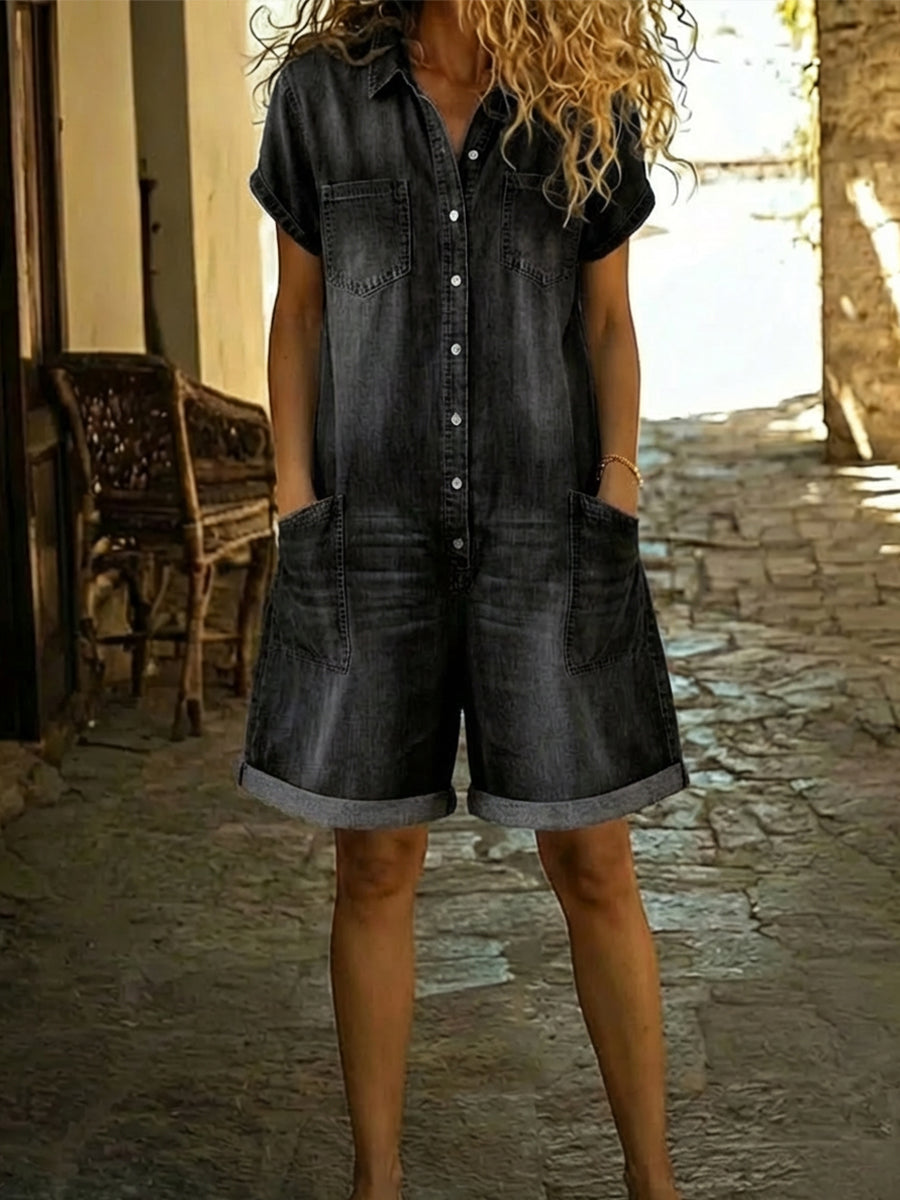 Lucy | Relaxed Denim-Feel Jumpsuit