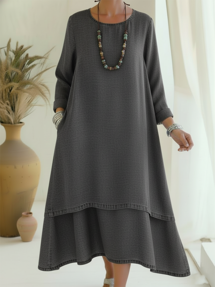 Diana | Lightweight Denim-Feel Midi Dress