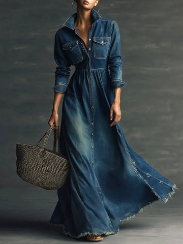 Aurora | Relaxed Denim-Feel Midi Dress