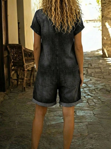 Lucy | Relaxed Denim-Feel Jumpsuit