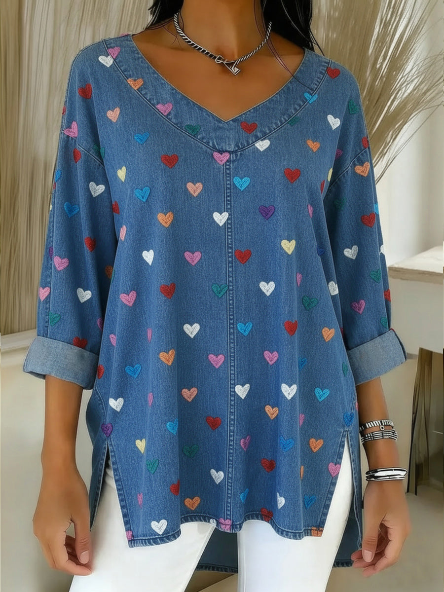Elle | Lightweight Denim-Feel Top