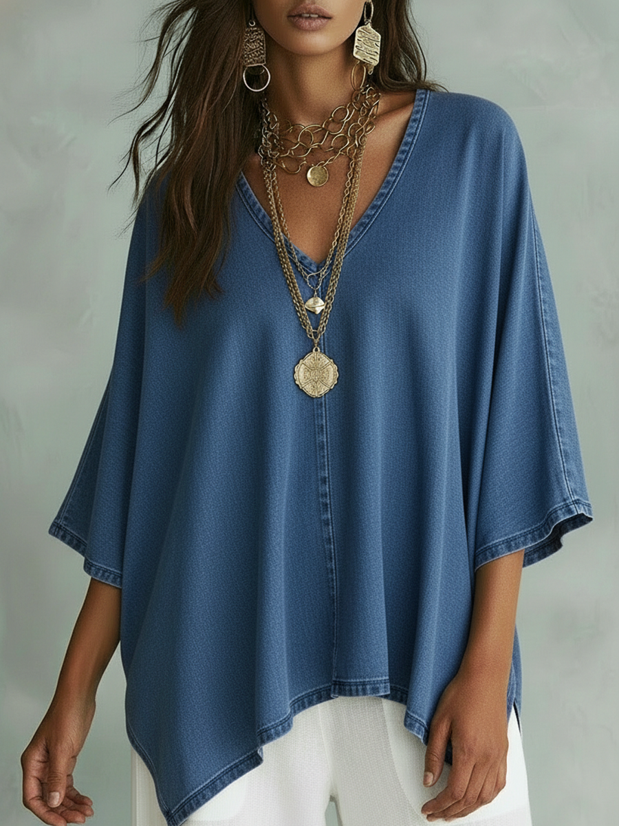 Camilla | Lightweight Denim-Feel Top