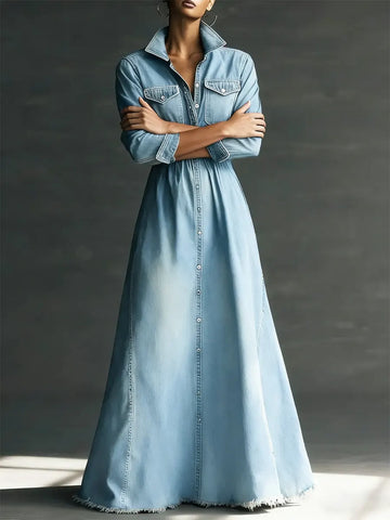 Aurora | Relaxed Denim-Feel Midi Dress