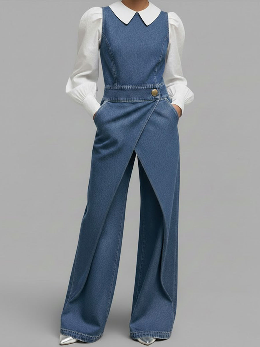 Sam | Relaxed Denim Wide-Leg Jumpsuit