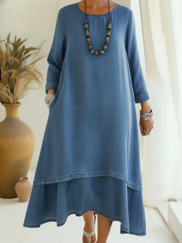 Diana | Lightweight Denim-Feel Midi Dress