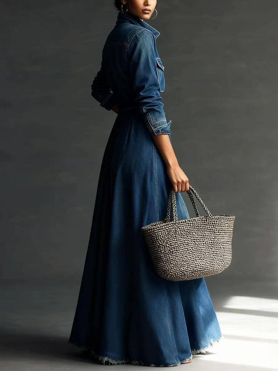 Aurora | Relaxed Denim-Feel Midi Dress