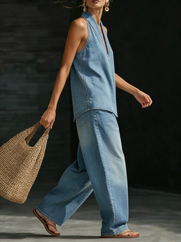 June | Relaxed Denim-Feel Set