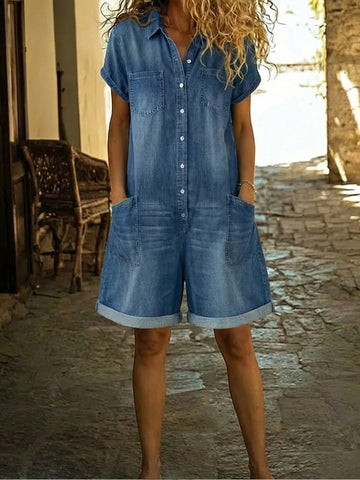 Lucy | Relaxed Denim-Feel Jumpsuit