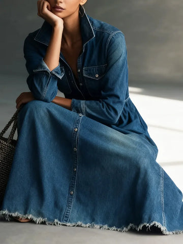 Aurora | Relaxed Denim-Feel Midi Dress