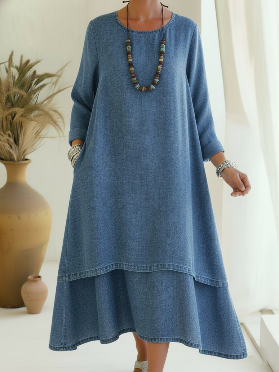 Diana | Lightweight Denim-Feel Midi Dress