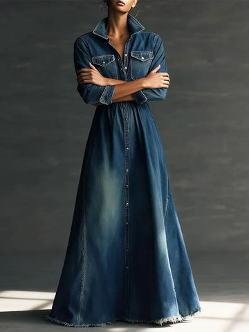 Aurora | Relaxed Denim-Feel Midi Dress