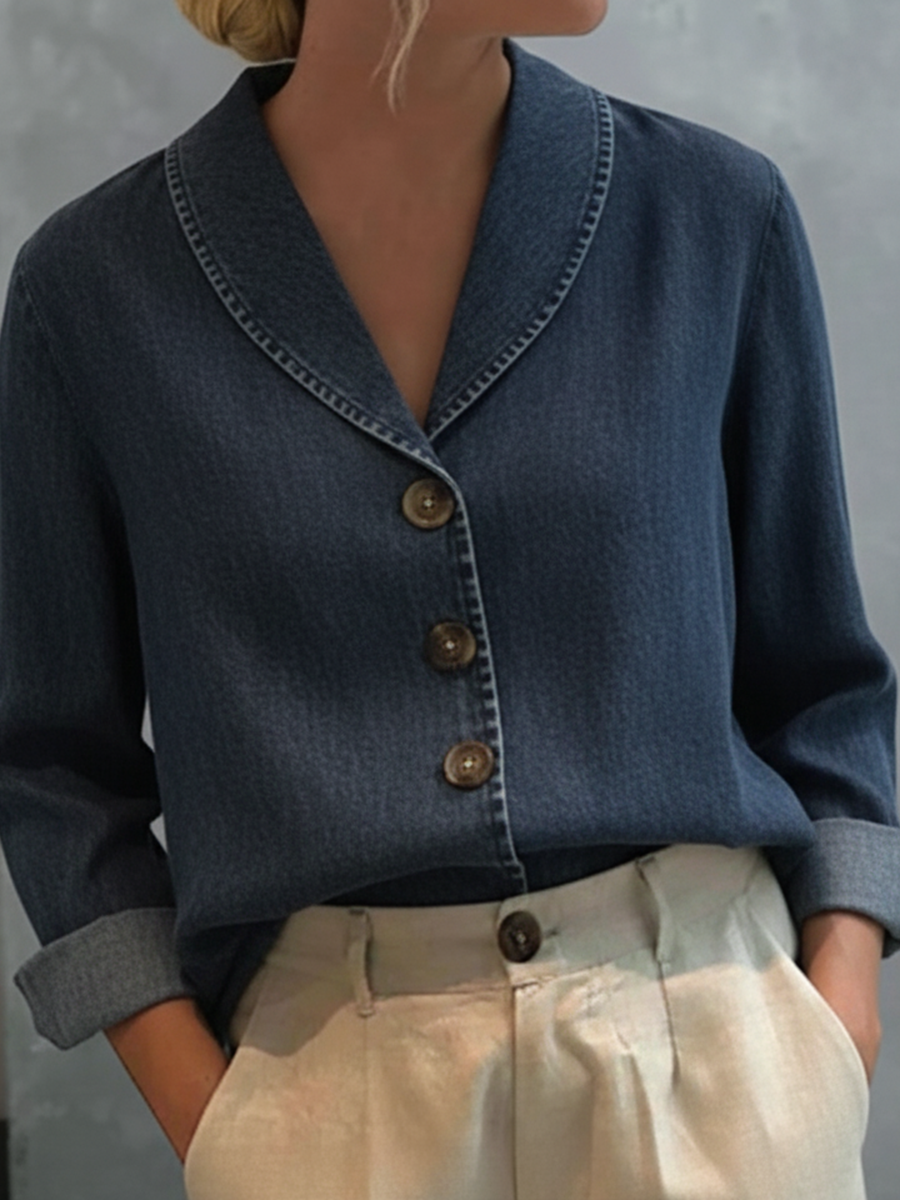 Suze | Relaxed Denim-Feel Shirt