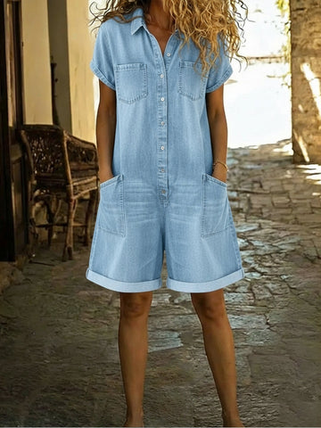 Lucy | Relaxed Denim-Feel Jumpsuit