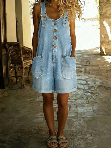Kim | Relaxed Denim-Feel Jumpsuit