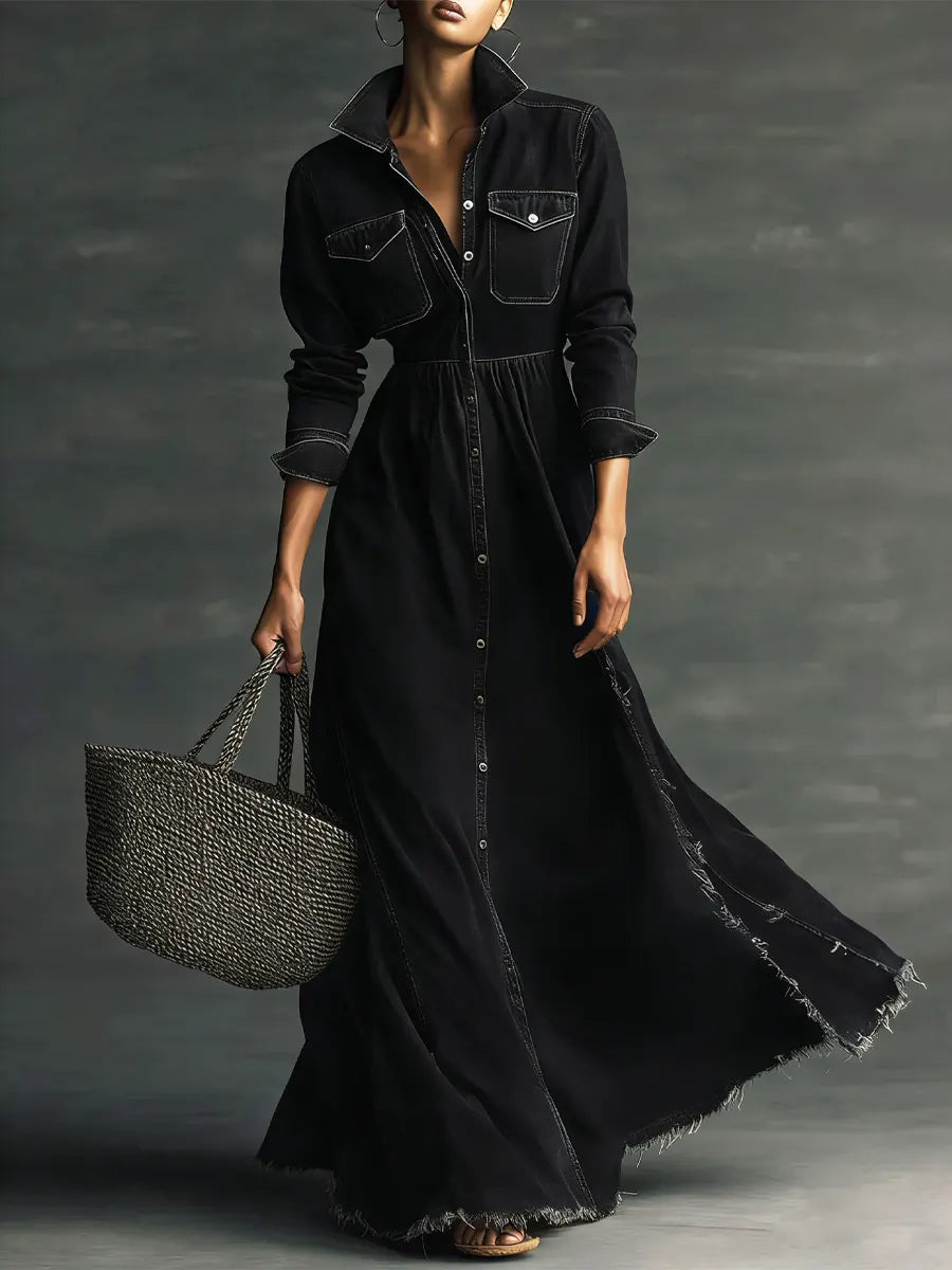 Aurora | Relaxed Denim-Feel Midi Dress