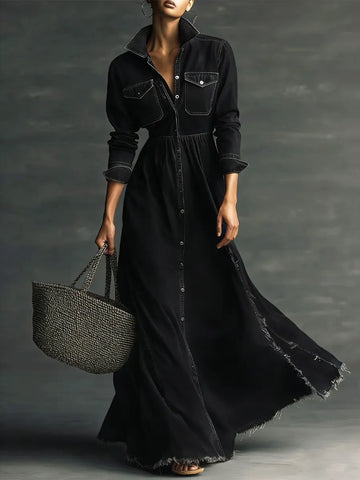 Aurora | Relaxed Denim-Feel Midi Dress